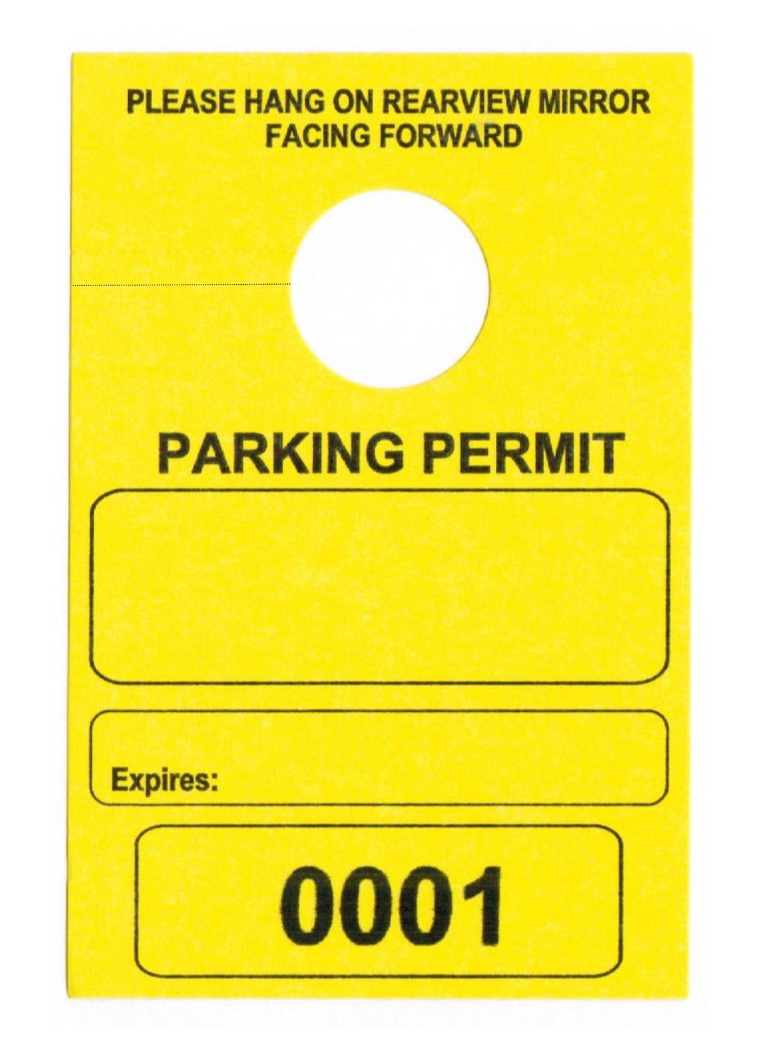 Pack of 25 Parking Permit Hang Tags 3-1/8 x 4-3/4 Consecutively Numbered 