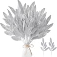 thumbnail image 2 of HCTSHG 40 Pcs Artificial Silver Glitter Leaf Spray Picks, Fake Floral Leaf Branches for Winter Christmas Tree DIY Wreath Vase Fillers Wedding Table Centerpieces Decorations, 2 of 4