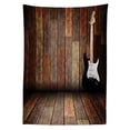 thumbnail image 3 of Ambesonne Popstar Party Tablecloth Rectangular Table Cover, Guitar Wood Room, 52"x70", Brown Black White, 3 of 4