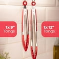 thumbnail image 6 of GYDEK Kitchen Tongs 2Packs 9" & 12" Non-Slip Stainless Steel Handle Smart Lock Clip Red, 6 of 9