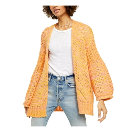 FREE PEOPLE Womens Beige Long Sleeve Open Cardigan Sweater Size: S