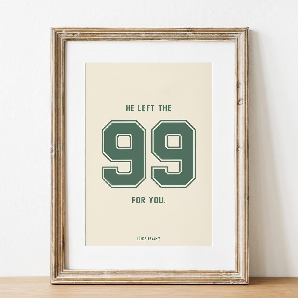 Retro Christian Sports Print Poster, He Left The 99 Print, Bible Verse Nursery Wall Art, Boy Football Art, Luke 15:4-7 UNFRAMED PAPER POSTER, Home Decor, Vintage Gift, Living Room Dercor