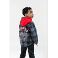 thumbnail image 4 of Marvel Spider-Man Flannel Hooded Shacket with Fleece Lining Plaid Toddler to Big Kid, 4 of 5