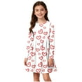thumbnail image 2 of BRGZLK Girls Valentines Dress Heart Printed Long Sleeve Round Neck Dress Girl Ballet Skirt Cute Sundress Kids Outfits White 9-10 Years, 2 of 5