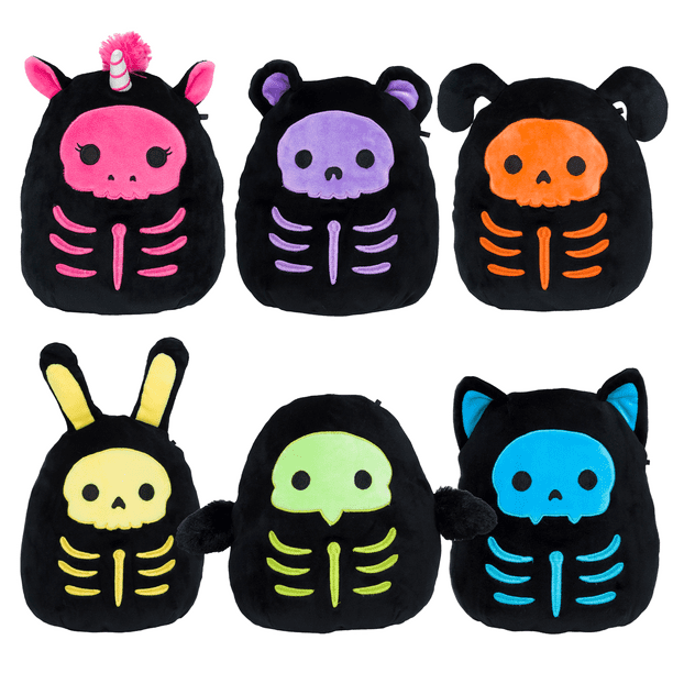 Halloween Mini Squishmallows 2022 Kellytoy Squishmallow Set Of 6 Skeletons Halloween Series 5 Mini Plush Dolls Walmart Com