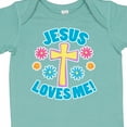thumbnail image 4 of Inktastic Easter Jesus Loves Me with Cross and Flowers Boys or Girls Baby Bodysuit, 4 of 5