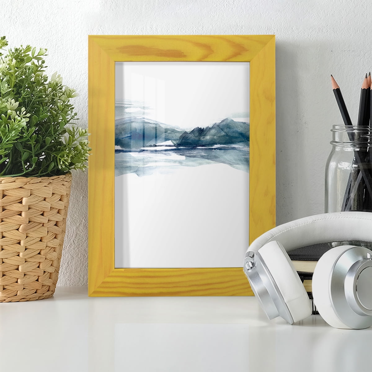 Stark Horizon II - Framed Print w/glass - Sunflower Yellow