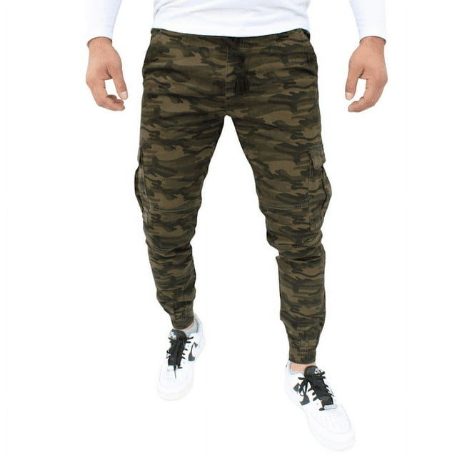 Jogger cargo de gabardina stretch John Silver Corte skinny y estampado de camuflaje verde