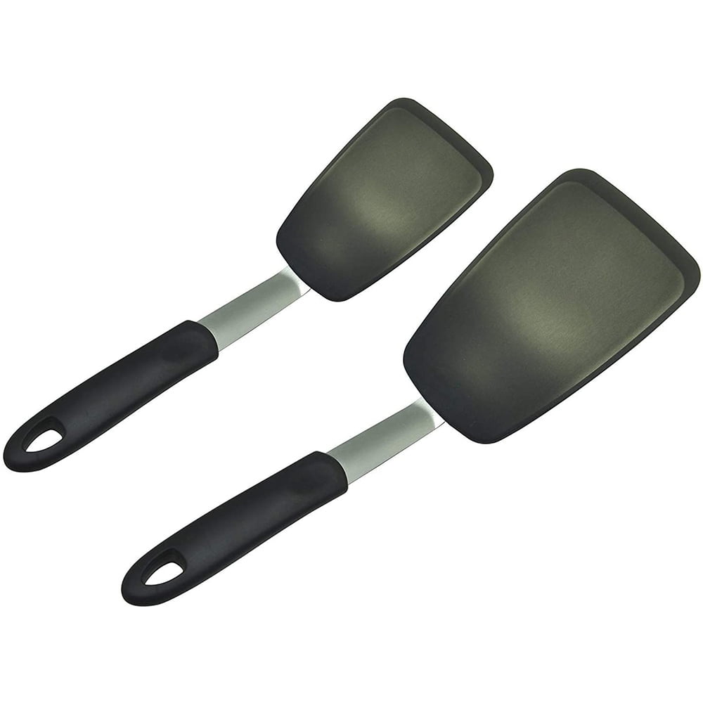  Silicone Cookie Spatula Turner 2 Pack Mini Brownie Spatula  Flexible Kitchen Small Silicone Spatulas for Nonstick Cookware Heat  Resistant No Scratch Flipper Baking Utensils for Egg Pancake (Gray, Blue):  Home 