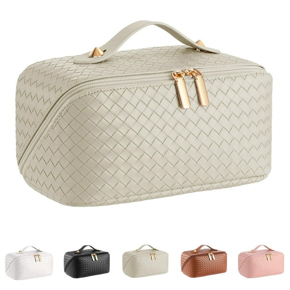 Bolsa de viaje para cosméticos ALEXTINA de gran capacidad, piel sintética
