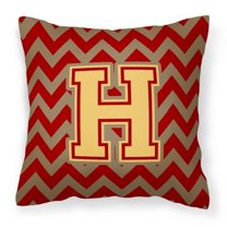 Carolines Treasures CJ1048-HPW1414 Letter H Chevron Garnet & Gold Fabric Decorative Pillow