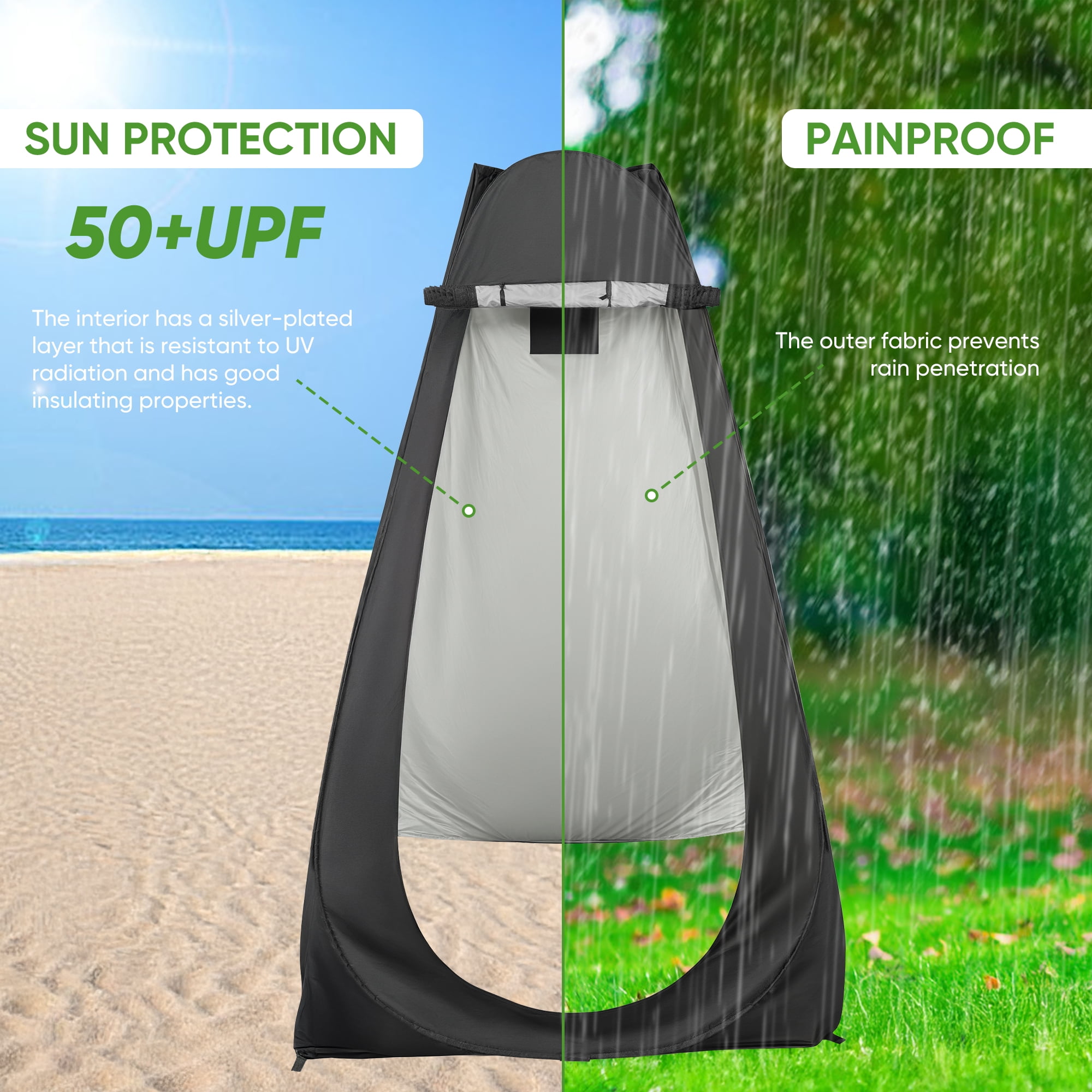 Camping Shower Tent, Outdoor Pop Up Changing Tent, Portable Bathroom Toilet Tent Privacy Tent with Portable Bag for Camping, Beach, Hiking, Travelling