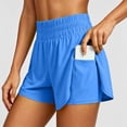 thumbnail image 2 of XIAOCHA Womens Solid Athletic Shorts Smocked High Waist Side Split Pocket Gym Bermudas, 2 of 8