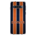 thumbnail image 1 of DistinctInk Clear Shockproof Hybrid Case for Samsung Galaxy S10 (6.1" Screen) - TPU Bumper, Acrylic Back, Tempered Glass Screen Protector - Orange Navy Broncos - Football Team, 1 of 2