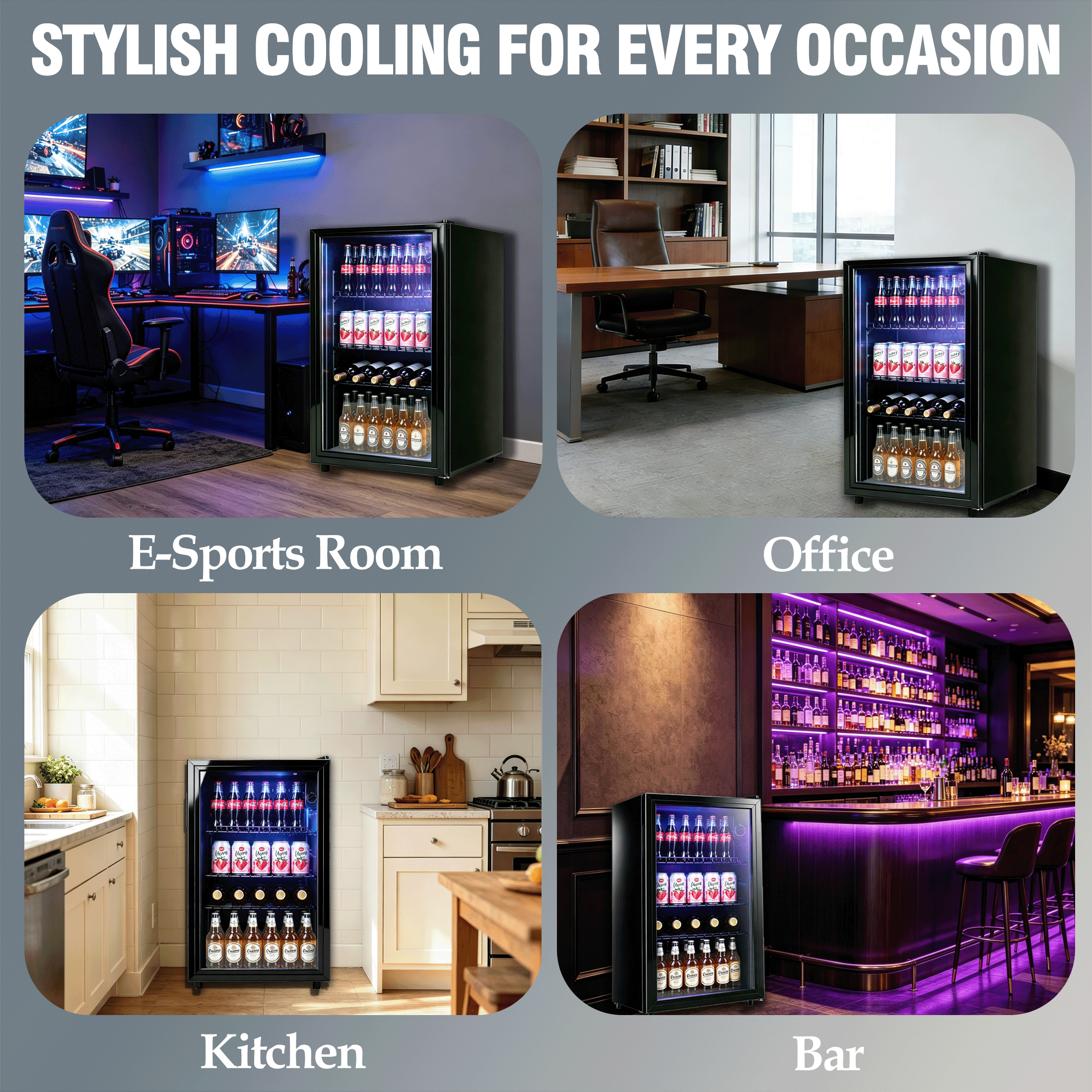 CALLIEVER 120 Can Fire-Resistant 35 CuFt Beverage Refrigerator with Glass Door, 110 V