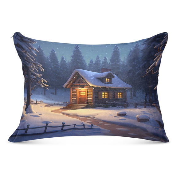 House on Snow Plush Pillow Cases Standard Size Ultra Soft Warm Pillowcases with Zipper 20"x26"