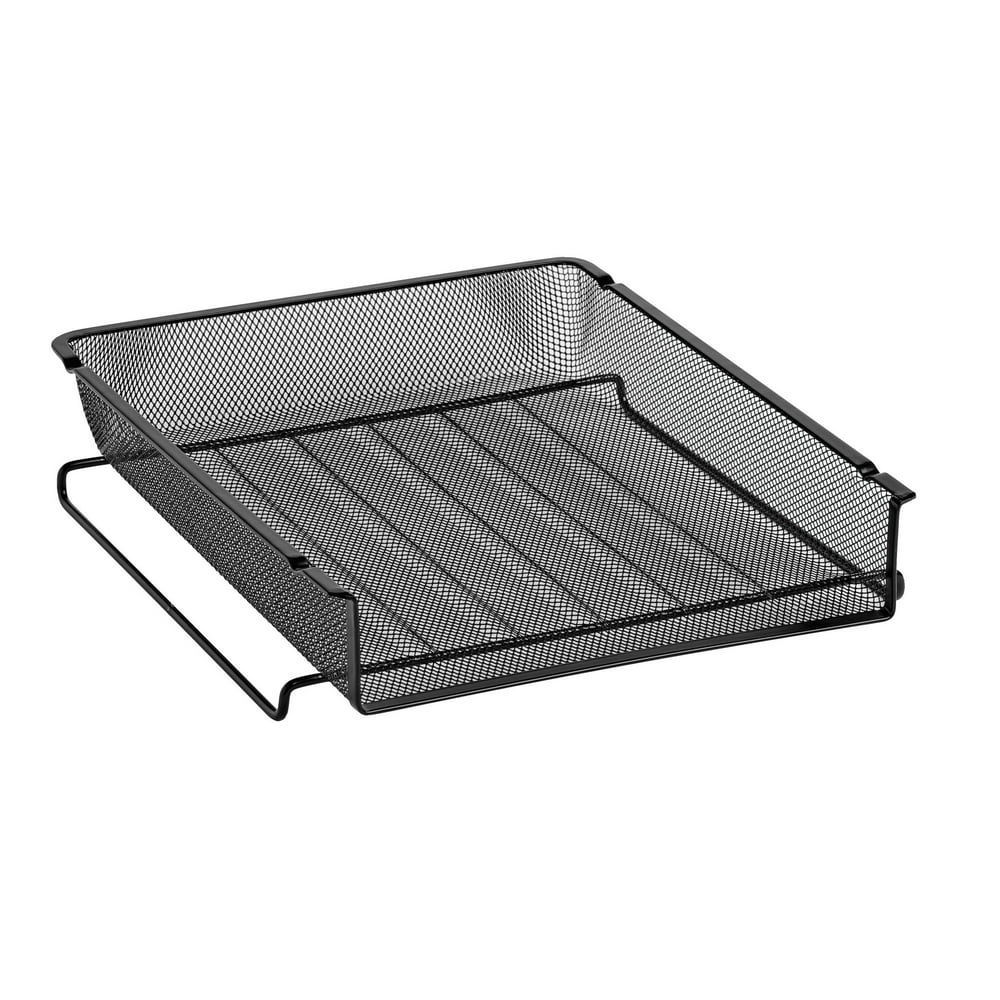 Rolodex Mesh Stackable Front Load Wire Letter Tray, Black