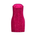 thumbnail image 5 of asdoklhq Sequin Dress Corset Dress Fashion Women's Sequined Sleeveless Strapless Buttocks Wrapped Dress Short Skirt Hot Pink M, 5 of 9