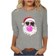 thumbnail image 1 of Fiudx Camisas para Mujer Camiseta de Manga 3/4 con Cuello Redondo y Estampado Navideño para Mujer, Jersey con Cuello Redondo, Top/Camisa de Manga Larga con Cuello Redondo, 1 of 3