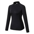thumbnail image 1 of T-Shirts à Manches Longues à Fermeture Éclair pour Femmes Yoga Course Quart de Zip Pull-Over Exercice T-Shirts Rouge s, 1 of 11
