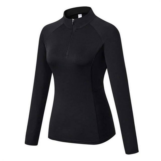 Femmes Entrainement à Glissière Chemises à Manches Longues Yoga Running Tops Quart Zip Pull-Over Exercice T-Shirts Rouge S