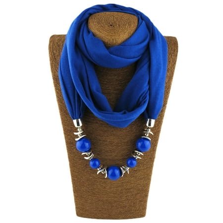 

Ziizwfa Autumn Winter Fashion Beaded Pendant Scarf Hijab Necklace Statement for Women