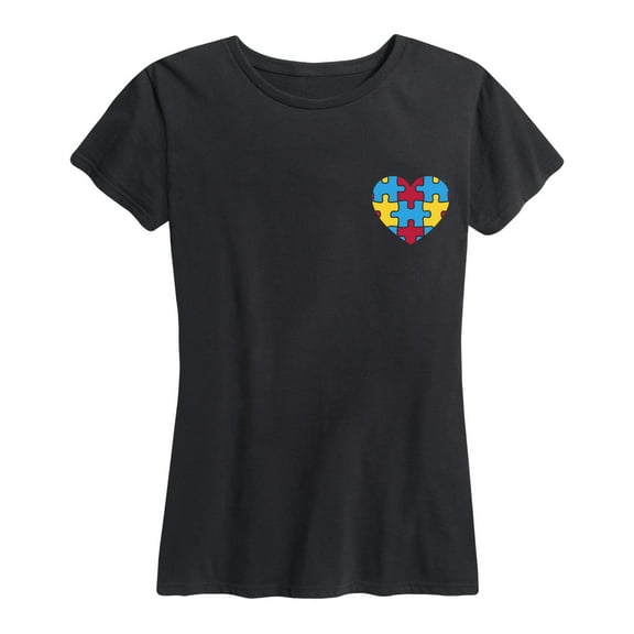 Instant Message - Autism Puzzle Piece Heart - Women's Short Sleeve Graphic T-Shirt