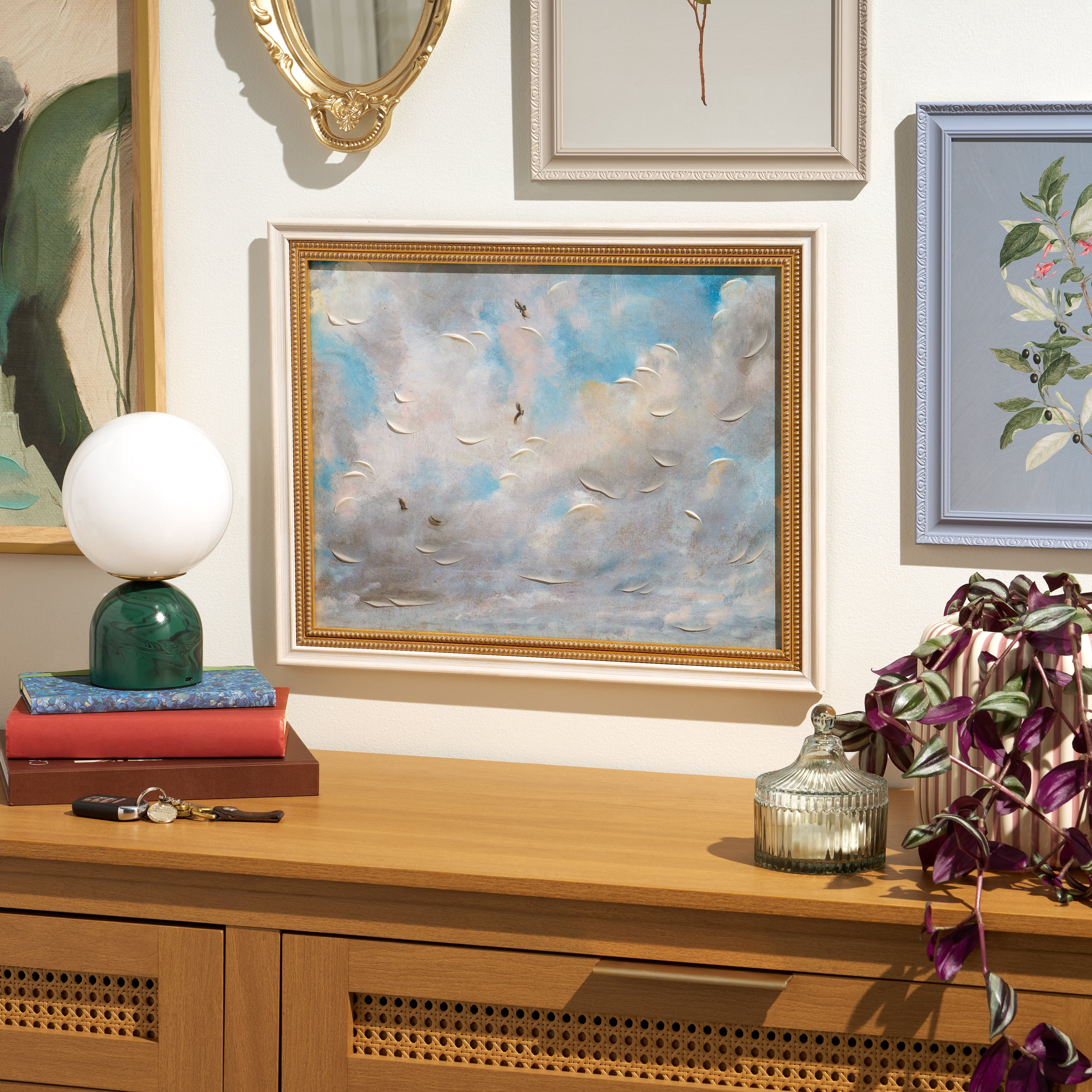 Beautiful™ "Cloud Study with Birds" Framed Canvas Wall Art 19x15 by Drew Barrymore