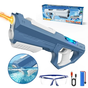 WonderStone Electric Water Gun for Adults, Automatic Waterproof Squirt Gun with Light & Sound, Long Range (26-32ft), Ideal for Kids Ages 8-12, Perfect for Outdoor Pool & Beach Games (Blue)