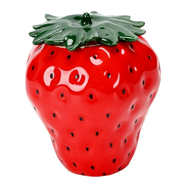 Tarro de Hojas de Té de Cerámica Sunnimix con Forma de Fresa Rojo