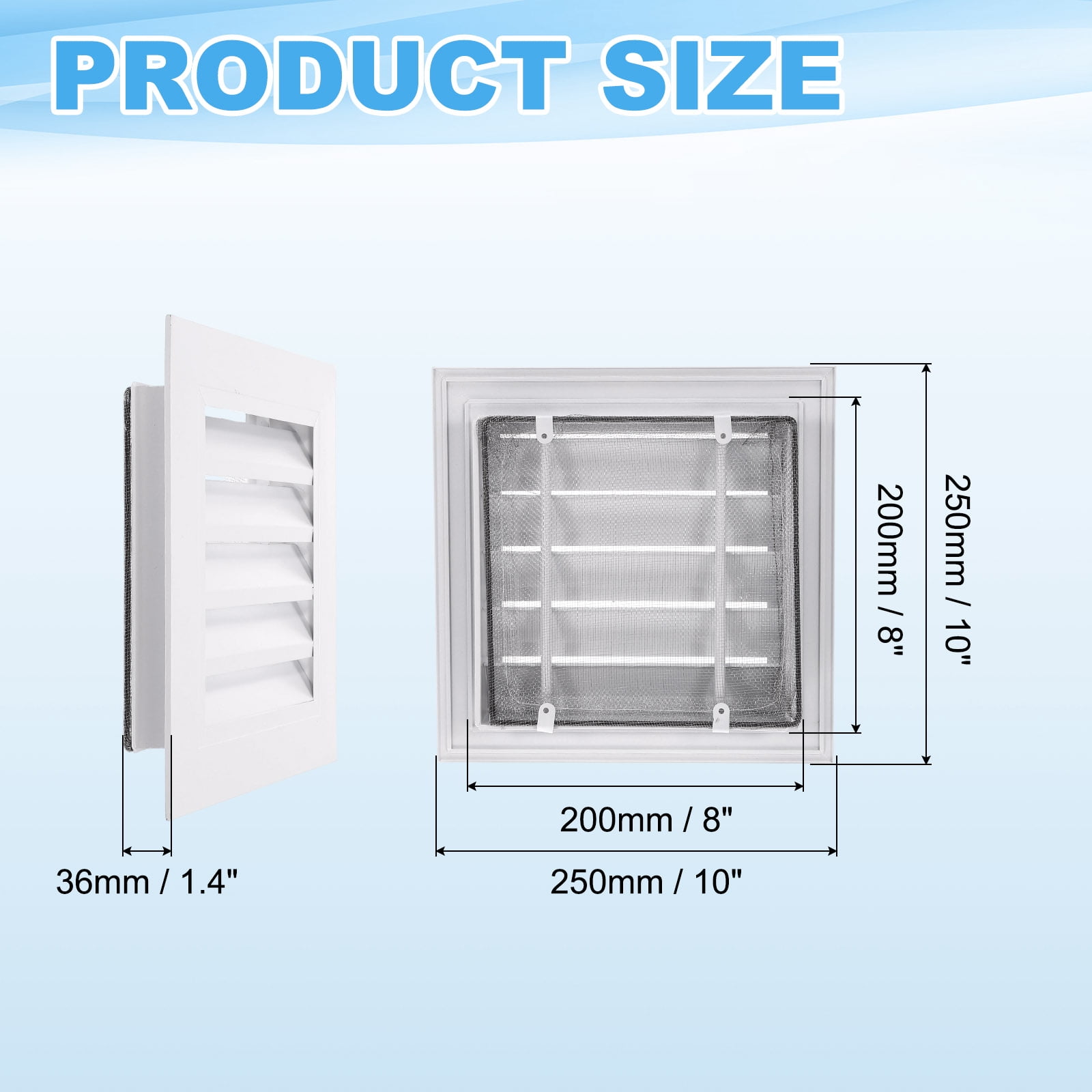 Uxcell 10x10 Inch Gable Vent, 1PCS Aluminum Alloy Wall Shed Vents with Strainer, White