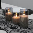 thumbnail image 3 of Rhytsing 3 Velas led de Cristal Gris con Mando para Navidad, Velas a Pilas con Temporizador Decorativas Grandes, Altura 10cm / 12,5cm / 15cm (Gris), 3 of 7