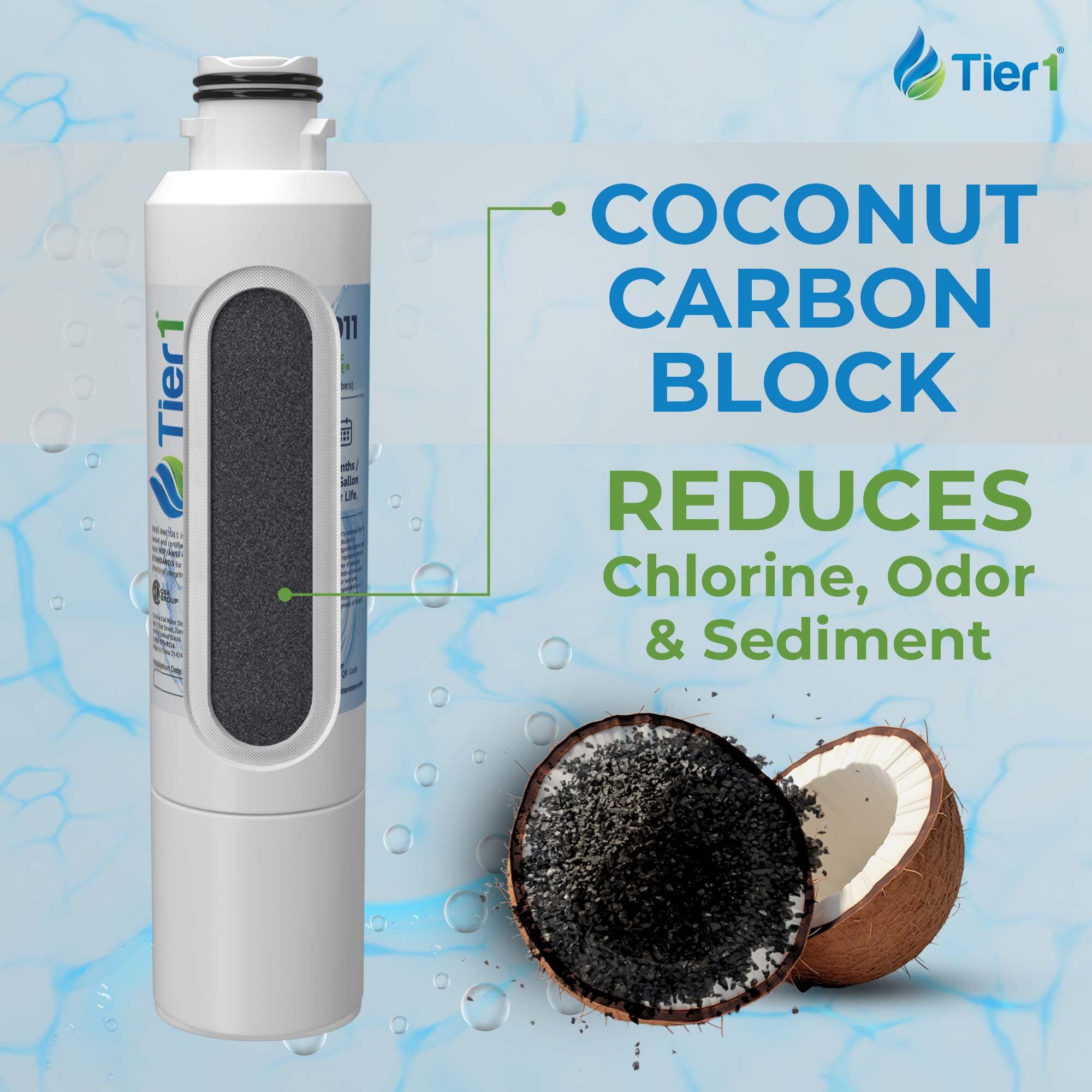 Tier1 RWF1011 DA29-00020B Refrigerator Water Filter | Replacement for Samsung HAF-CIN, WF294, FMS-2 Fridge Filter - Up to 12 Months Supply | Easy Install | Odor Control | Great Tasting Water (2-pk)