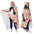 thumbnail image 2 of Wearable Blanket,Bernese Mountain Dogs with Pioneer Flower Hooded Wearable Flannel Blanket for Adults & Teens,Winter Poncho Shawl Wrap Cape Cozy Anti-Pill,60"x80", 2 of 5