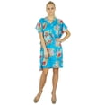 thumbnail image 2 of Bimba Women Cotton Kaftan Bridesmaid Short Blue Floral Caftan, 2 of 5