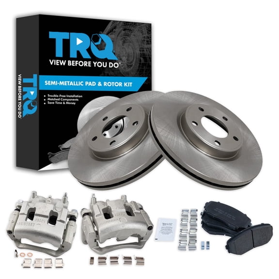 TRQ Front Brake Pad & Rotor Kit Brake Caliper Brake Pads Brake Rotor Semi-Metallic Vented Fits Select 2009 Lincoln MKX