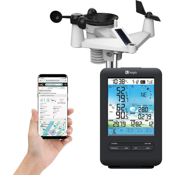 Logia ProWeatherLive Wireless Weather Station with 4-Day Forecast & Solar Power