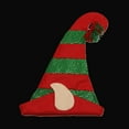 thumbnail image 2 of Northlight 22" Red and Green Striped Sequin Unisex Adult Christmas Elf Hat - One Size, 2 of 3
