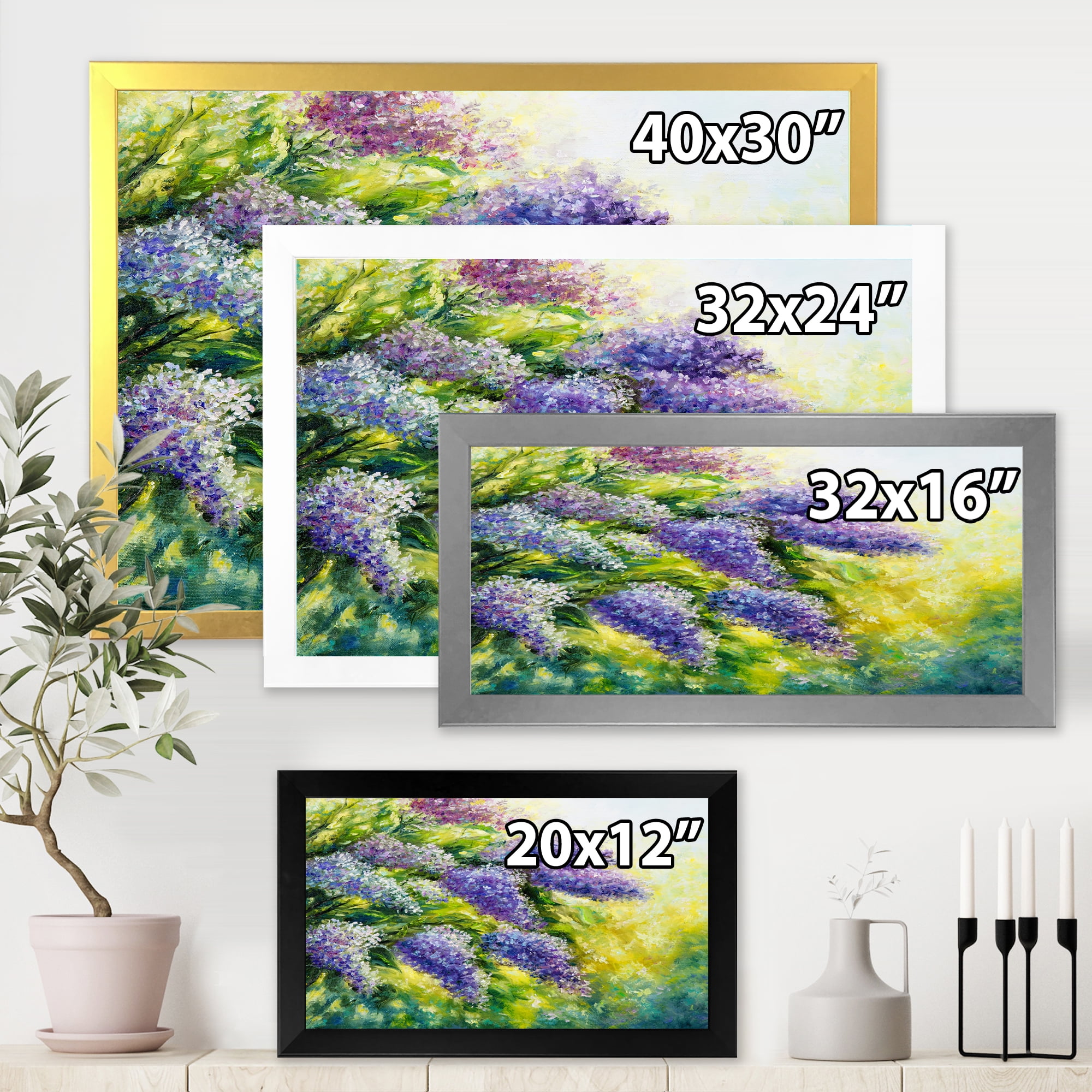 Designart 'Impressionism Lilac Tree In The Garden' Traditional Framed Art Print