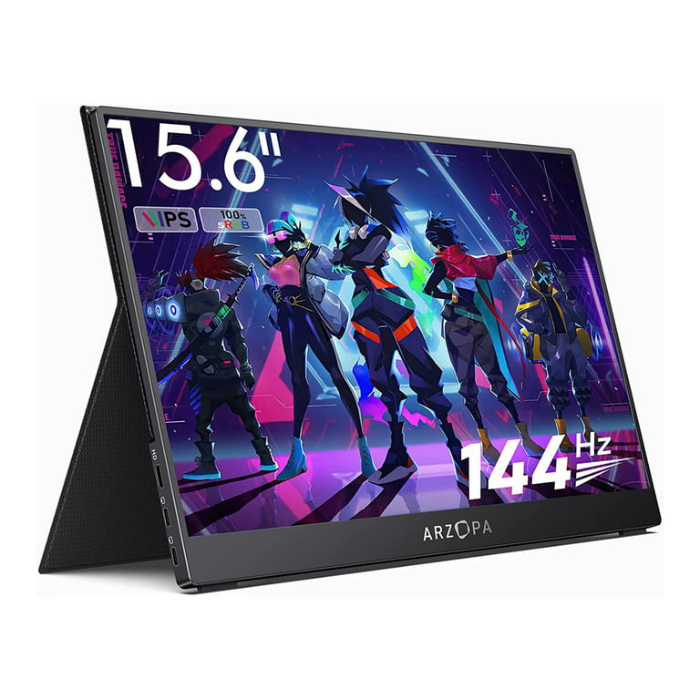 ARZOPA 15.6'' 144Hz Portable Gaming Monitor, 1080p FHD Usbc Hdmi, External Second Screen for Laptop, PS5, Black