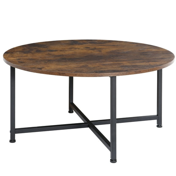 ZENY Round Coffee Table Brown MDF Table Top 31.5 x 31.5 x 15.9"