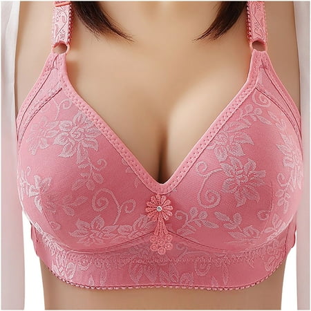 

XHJUN Women s Bras Push Up Push Up Wireless Bra Padded T Shirt Bras No Underwire Plunge Hot Pink 44