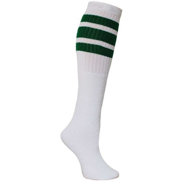 Sock Broker Classic Old School white Striped Tube Socks, Green