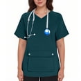 thumbnail image 2 of YOIAVAIOY Green Women Solid Color Scrubs Short Sleeve V Neck Nursing Uniform Breathable Comfort Outfits with Kangaroo Pocket M, 2 of 5
