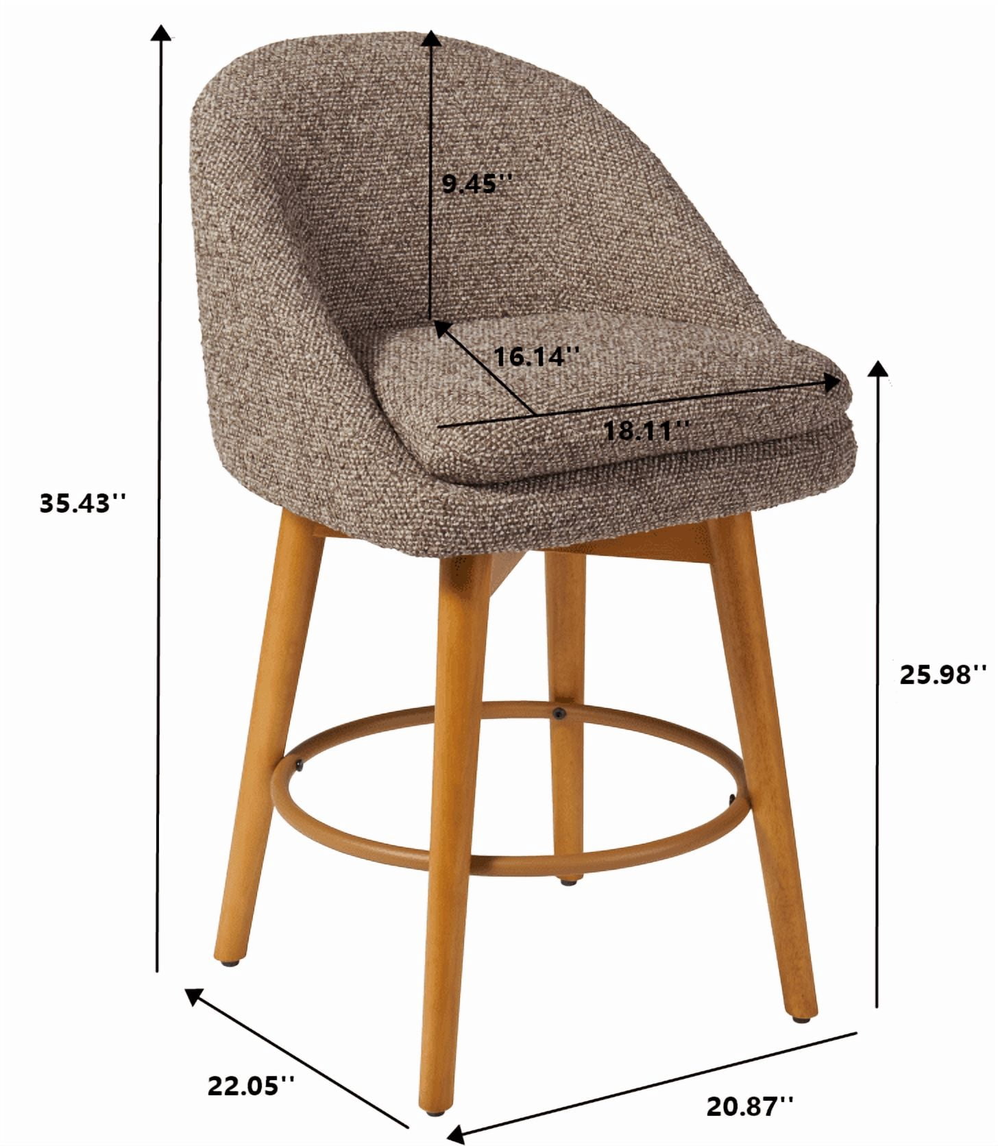 Better Homes & Gardens Mira Swivel Counter Stool, Truffle Brown & Light Honey, Set of 2