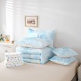 thumbnail image 6 of Manfei Kawaii Monogram J 7 Pieces Full Size Bedding Sets,Ribbon Bownot Dessert Full Size Bed in a Bag,Blue,Polkadot Reversible, 6 of 7