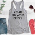 thumbnail image 2 of Vegan For The Chicks Tank Top, Ladies Racerback Tank Top, Vegan Tank, Veganism Tank, Chicken Tank, Heather Gray, Small, 2 of 3