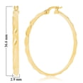 thumbnail image 3 of Italian 14k Yellow Gold Diagonal Rope Design Large Hollow Hoop Earrings 1.4", 3 of 5