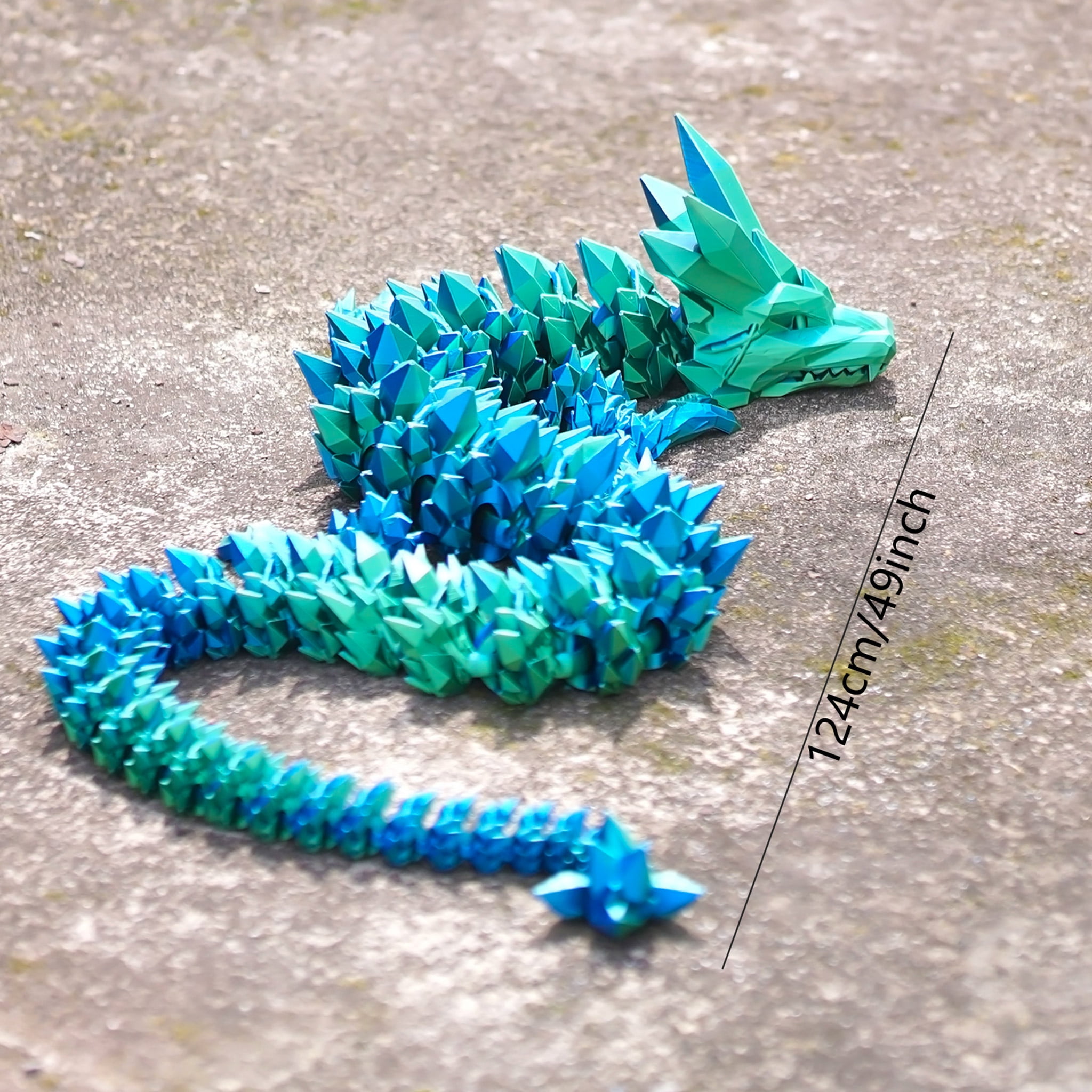 48.82inch 3D Printed Crystal Dragon,Flexible Joint Animal lacertid Figurines,Realistic Eyes, Home Office Decor,Fidget Toy for Adults Teens Boy Festival Gifts