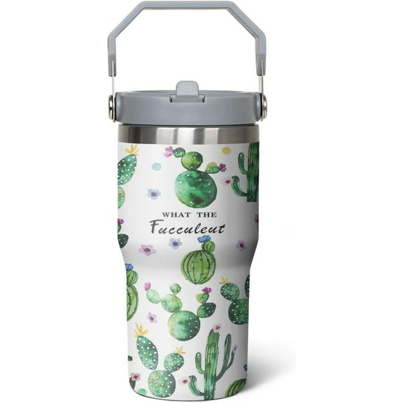 Cactus Tumbler 20 Oz Stainless Steel Insulated Water Bottle Flip Straw & Top Handle Perfect for Cactus Lovers Travel Coffee Mug